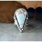 Sz 6.5 Teardrop pastel blue with brown matrix Sand Hill Turquoise Sterling silver Statement ring, tapered wide band, bezel set accents